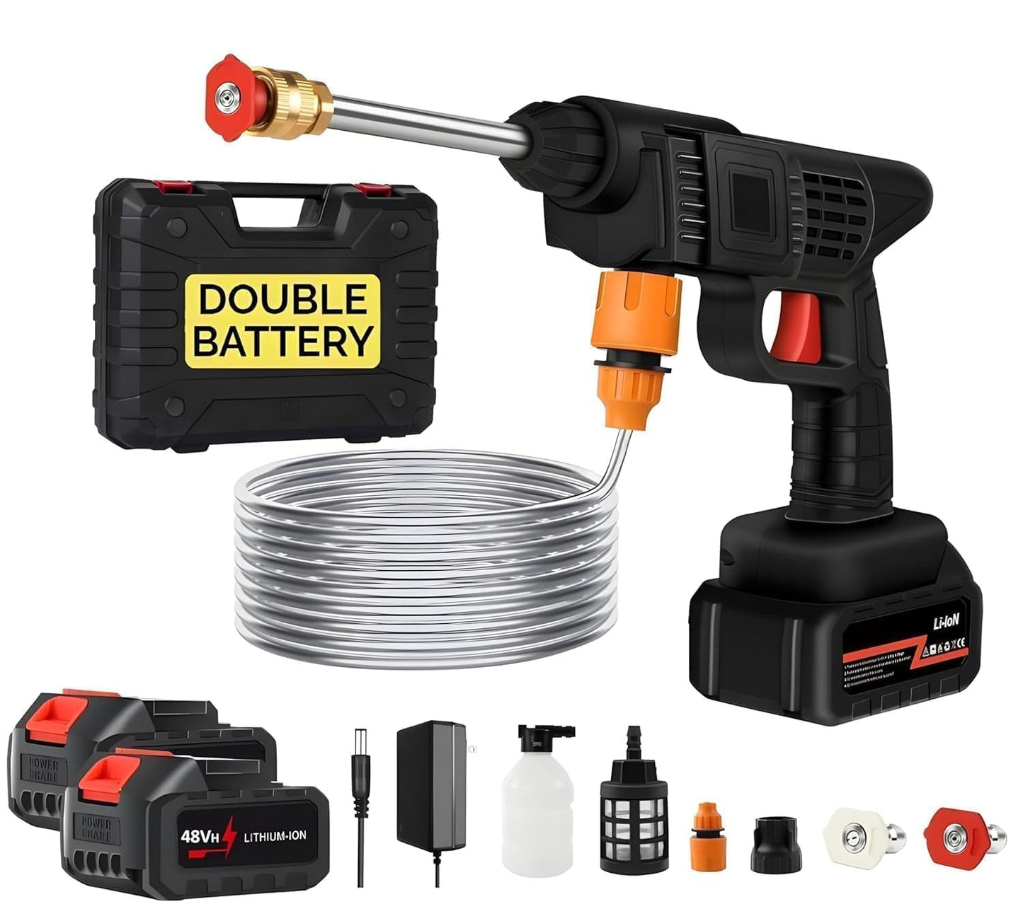 Car Washing Machine 5M Range Cordless Portable Electric High Pressure Washer Gun for Cars, Bikes, Patios, Floor Cleaning & Garden Watering